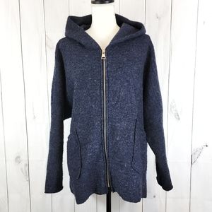 Made In Italy Wool Blend Zip Up Navy Jacket